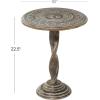 imageDeco 79 Mango Wood Floral Handmade Intricately Carved Accent Table with Spiral Leg and Gray Distressing 18quot x 18quot x 22quot BrownBrown