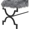 imageDeco 79 Metal Home Bench Entryway Bench with White Faux Fur Top Bedroom Bench 42quot x 17quot x 20quot GoldGrey