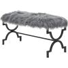 imageDeco 79 Metal Home Bench Entryway Bench with White Faux Fur Top Bedroom Bench 42quot x 17quot x 20quot GoldGrey