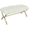 imageDeco 79 Metal Home Bench Entryway Bench with White Faux Fur Top Bedroom Bench 42quot x 17quot x 20quot GoldWhite