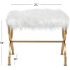 imageDeco 79 Metal Home Bench Entryway Bench with White Faux Fur Top Bedroom Bench 42quot x 17quot x 20quot GoldWhite