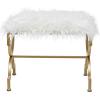 imageDeco 79 Metal Home Bench Entryway Bench with White Faux Fur Top Bedroom Bench 42quot x 17quot x 20quot GoldWhite
