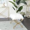 imageDeco 79 Metal Home Bench Entryway Bench with White Faux Fur Top Bedroom Bench 42quot x 17quot x 20quot GoldWhite