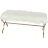 imageDeco 79 Metal Home Bench Entryway Bench with White Faux Fur Top Bedroom Bench 42quot x 17quot x 20quot GoldWhite