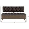 imageDeco 79 Metal Room Storage Bench Entryway Bench with Tufted Faux Leather Bench 54quot x 19quot x 31quot Bronze
