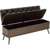 imageDeco 79 Metal Room Storage Bench Entryway Bench with Tufted Faux Leather Bench 54quot x 19quot x 31quot Bronze