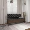 imageDeco 79 Metal Room Storage Bench Entryway Bench with Tufted Faux Leather Bench 54quot x 19quot x 31quot Bronze