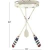 imageDeco 79 Metal Ship Wheel Side End Accent Table Ship Wheel Top End Table with Oar Shaped Legs Side Table 23quot x 23quot x 24quot WhiteSide Table 16 x 16 x 28