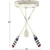 imageDeco 79 Metal Ship Wheel Side End Accent Table Ship Wheel Top End Table with Oar Shaped Legs Side Table 23quot x 23quot x 24quot WhiteSide Table 16 x 16 x 28