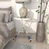 imageDeco 79 Metal Ship Wheel Side End Accent Table Ship Wheel Top End Table with Oar Shaped Legs Side Table 23quot x 23quot x 24quot WhiteSide Table 23 x 23 x 24
