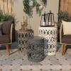 imageDeco 79 Metal Side End Accent Table Indoor Outdoor Nesting End Table with Carved Trellis Design Set of 3 Side Table 23quot 19quot 15quotH Multi Colored