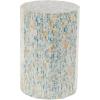 imageDeco 79 Mother of Pearl Shell Geometric Handmade Side End Accent Table Mosaic End Table Side Table 14quot x 14quot x 20quot Multi ColoredBlue