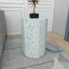 imageDeco 79 Mother of Pearl Shell Geometric Handmade Side End Accent Table Mosaic End Table Side Table 14quot x 14quot x 20quot Multi ColoredBlue