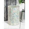 imageDeco 79 Mother of Pearl Shell Geometric Handmade Side End Accent Table Mosaic End Table Side Table 14quot x 14quot x 20quot Multi ColoredBlue