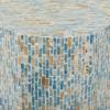 imageDeco 79 Mother of Pearl Shell Geometric Handmade Side End Accent Table Mosaic End Table Side Table 14quot x 14quot x 20quot Multi ColoredBlue