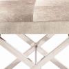 imageDeco 79 Stainless Steel Metal Living Room Stool Hair on Hide Ottoman with Silver Metal Base Foot Stool 20quot x 16quot x 18quot Beige