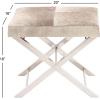 imageDeco 79 Stainless Steel Metal Living Room Stool Hair on Hide Ottoman with Silver Metal Base Foot Stool 20quot x 16quot x 18quot Beige