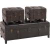 imageDeco 79 Vintage Room Storage Bench  Faux Leather Entryway Benches with Buckle Straps and Stud Details Set of 3  48quot 19quot 19quotW Brown