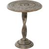 imageDeco 79 Mango Wood Floral Handmade Intricately Carved Accent Table with Spiral Leg and Gray Distressing 18quot x 18quot x 22quot BrownBrown