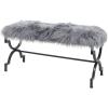 imageDeco 79 Metal Home Bench Entryway Bench with White Faux Fur Top Bedroom Bench 42quot x 17quot x 20quot GoldGrey