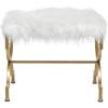 imageDeco 79 Metal Home Bench Entryway Bench with White Faux Fur Top Bedroom Bench 42quot x 17quot x 20quot GoldWhite