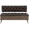 imageDeco 79 Metal Room Storage Bench Entryway Bench with Tufted Faux Leather Bench 54quot x 19quot x 31quot Bronze