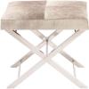 imageDeco 79 Stainless Steel Metal Living Room Stool Hair on Hide Ottoman with Silver Metal Base Foot Stool 20quot x 16quot x 18quot Beige