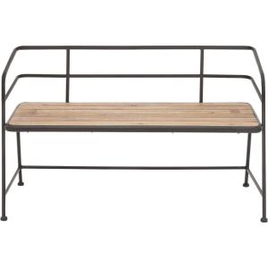 imageDeco 79 Metal Home Bench Entryway Bench with Wood Seat Bedroom Bench 45quot x 18quot x 28quot BlackINDUSTRIAL
