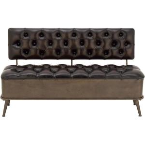 imageDeco 79 Metal Room Storage Bench Entryway Bench with Tufted Faux Leather Bench 54quot x 19quot x 31quot Bronze