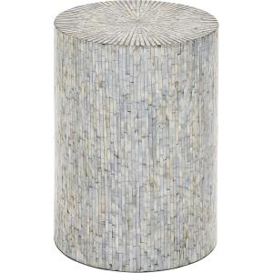 imageDeco 79 Mother of Pearl Shell Geometric Handmade Side End Accent Table Mosaic End Table Side Table 14quot x 14quot x 20quot Multi ColoredLight Blue