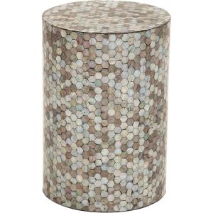 imageDeco 79 Mother of Pearl Shell Geometric Handmade Side End Accent Table Mosaic End Table Side Table 14quot x 14quot x 20quot Multi ColoredMulti Colored
