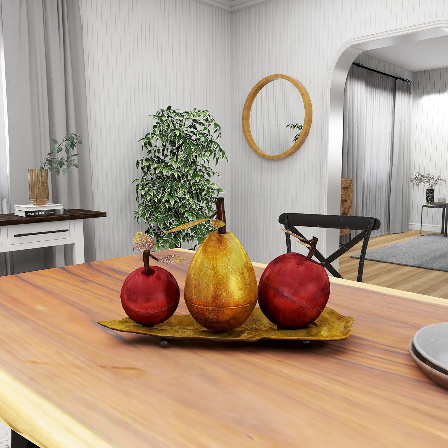 imageDeco 79 Metal Fruit Decorative Sculpture Decorative Home Decor Statue with Platter Accent Figurine 18quot x 10quot x 11quot Multi ColoredRed