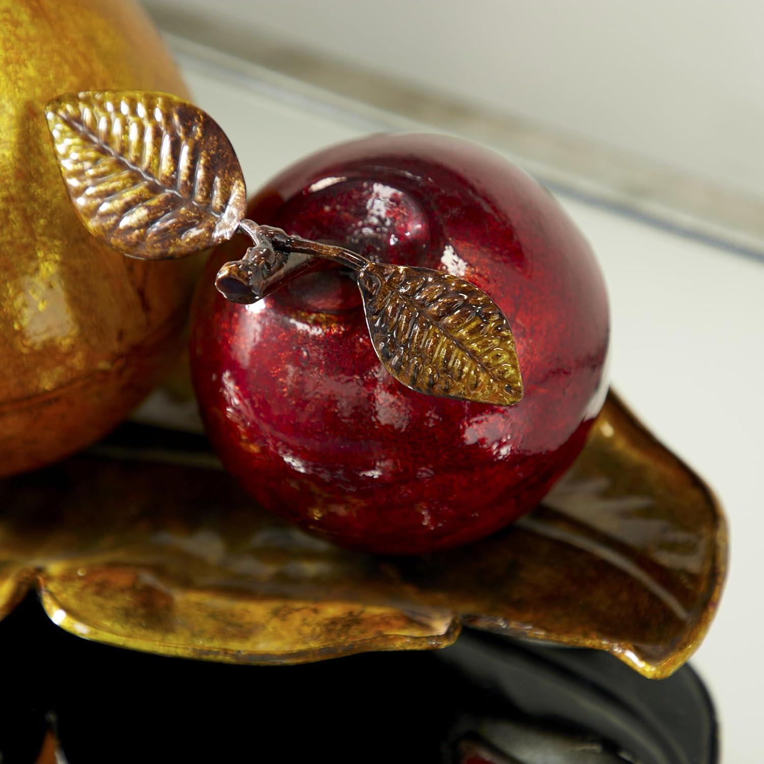 imageDeco 79 Metal Fruit Decorative Sculpture Decorative Home Decor Statue with Platter Accent Figurine 18quot x 10quot x 11quot Multi ColoredRed
