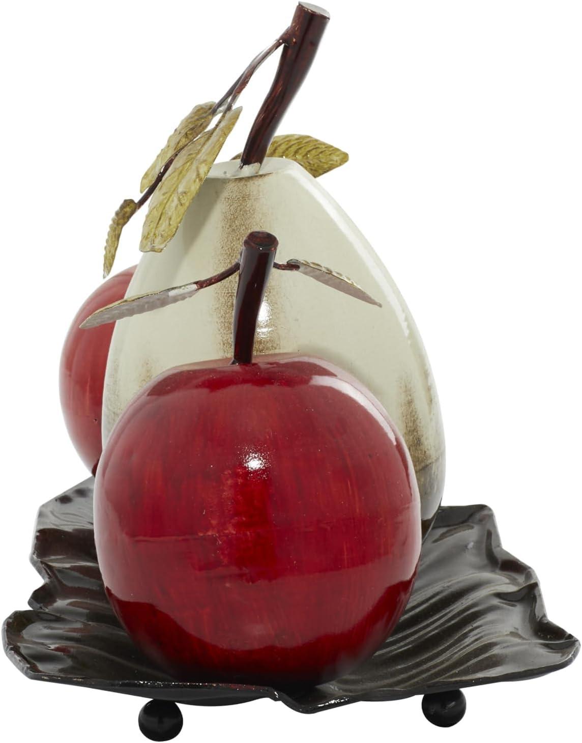 imageDeco 79 Metal Fruit Decorative Sculpture Decorative Home Decor Statue with Platter Accent Figurine 18quot x 10quot x 11quot Multi ColoredRed