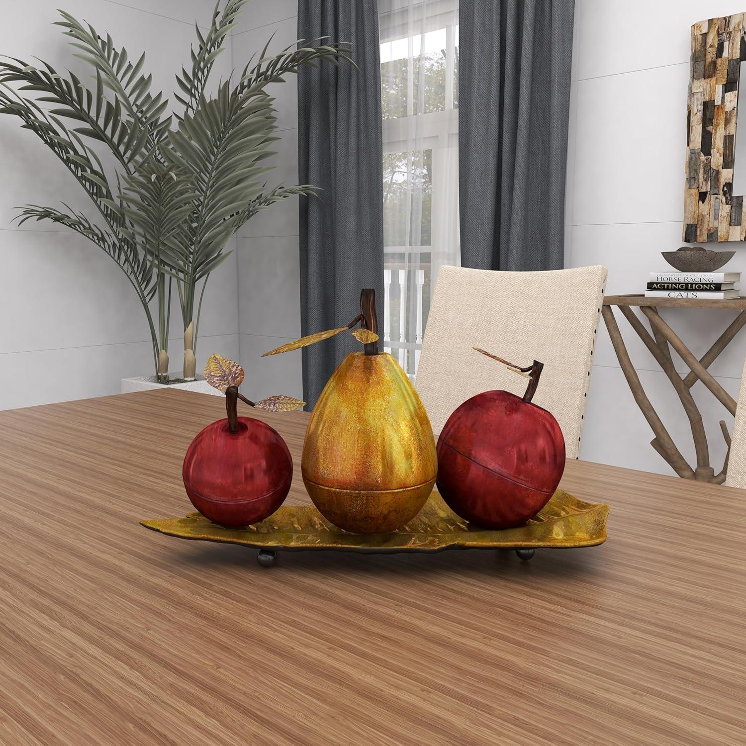 imageDeco 79 Metal Fruit Decorative Sculpture Decorative Home Decor Statue with Platter Accent Figurine 18quot x 10quot x 11quot Multi ColoredRed