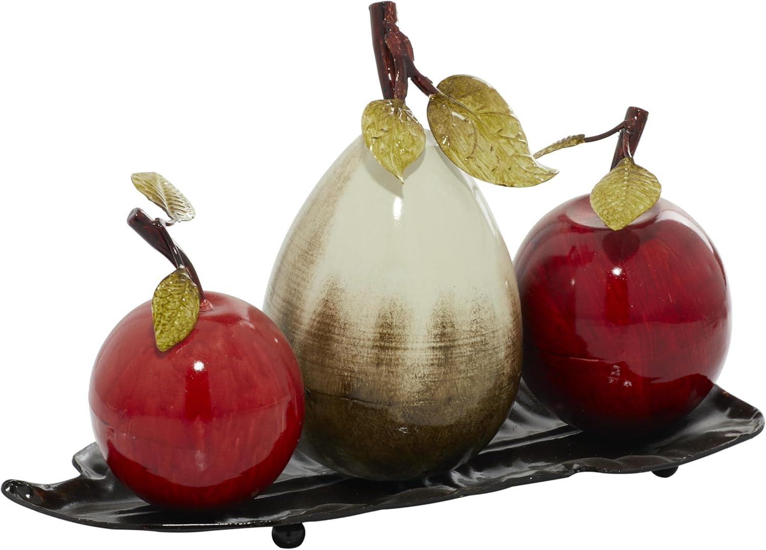 imageDeco 79 Metal Fruit Decorative Sculpture Decorative Home Decor Statue with Platter Accent Figurine 18quot x 10quot x 11quot Multi ColoredRed
