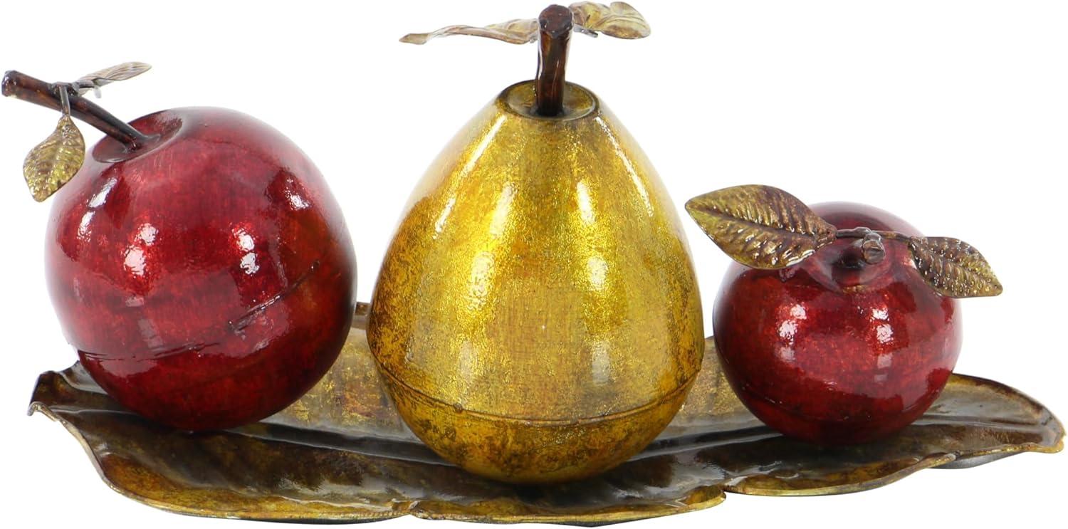 imageDeco 79 Metal Fruit Decorative Sculpture Decorative Home Decor Statue with Platter Accent Figurine 18quot x 10quot x 11quot Multi ColoredRed