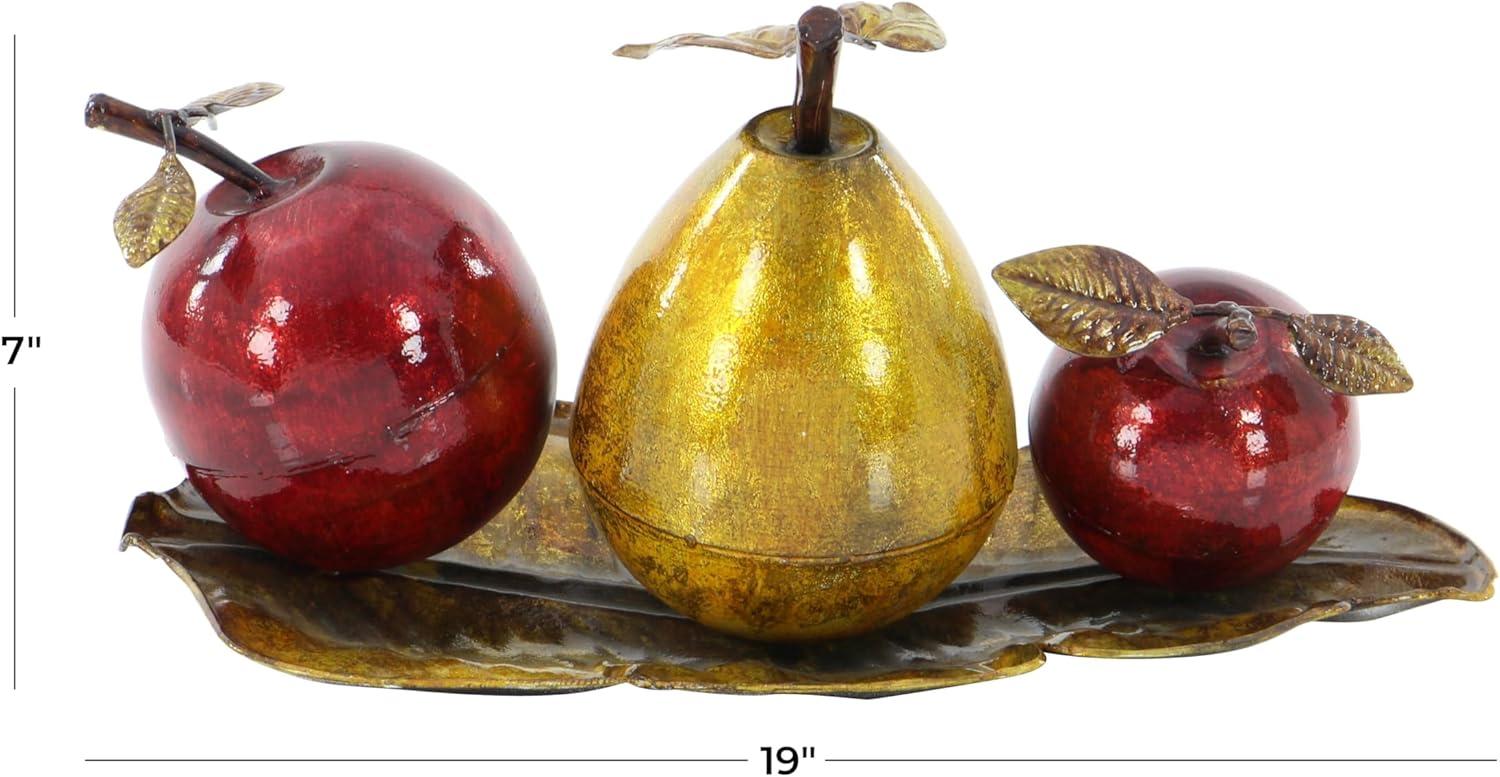 imageDeco 79 Metal Fruit Decorative Sculpture Decorative Home Decor Statue with Platter Accent Figurine 18quot x 10quot x 11quot Multi ColoredRed
