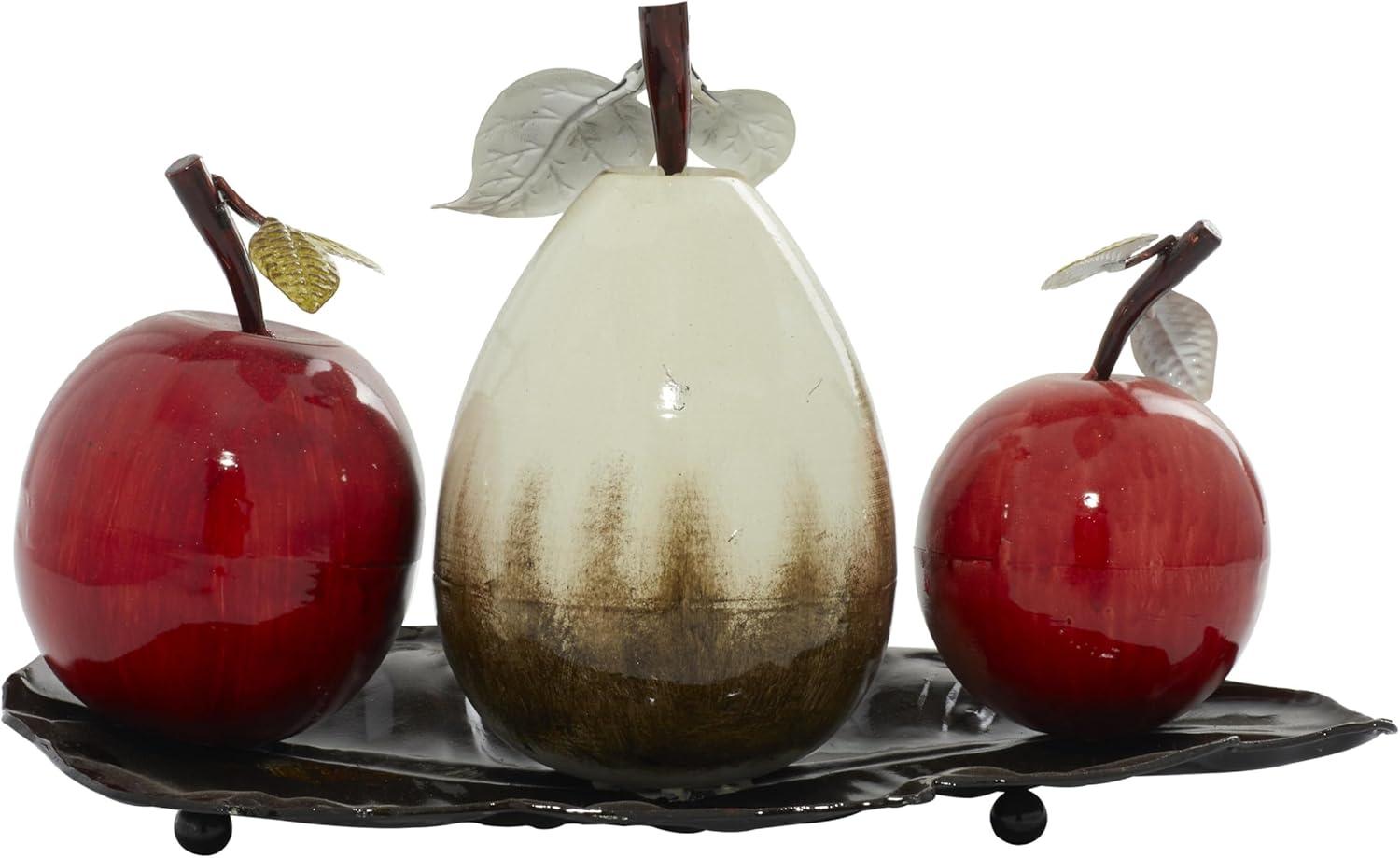 imageDeco 79 Metal Fruit Decorative Sculpture Decorative Home Decor Statue with Platter Accent Figurine 18quot x 10quot x 11quot Multi ColoredRed