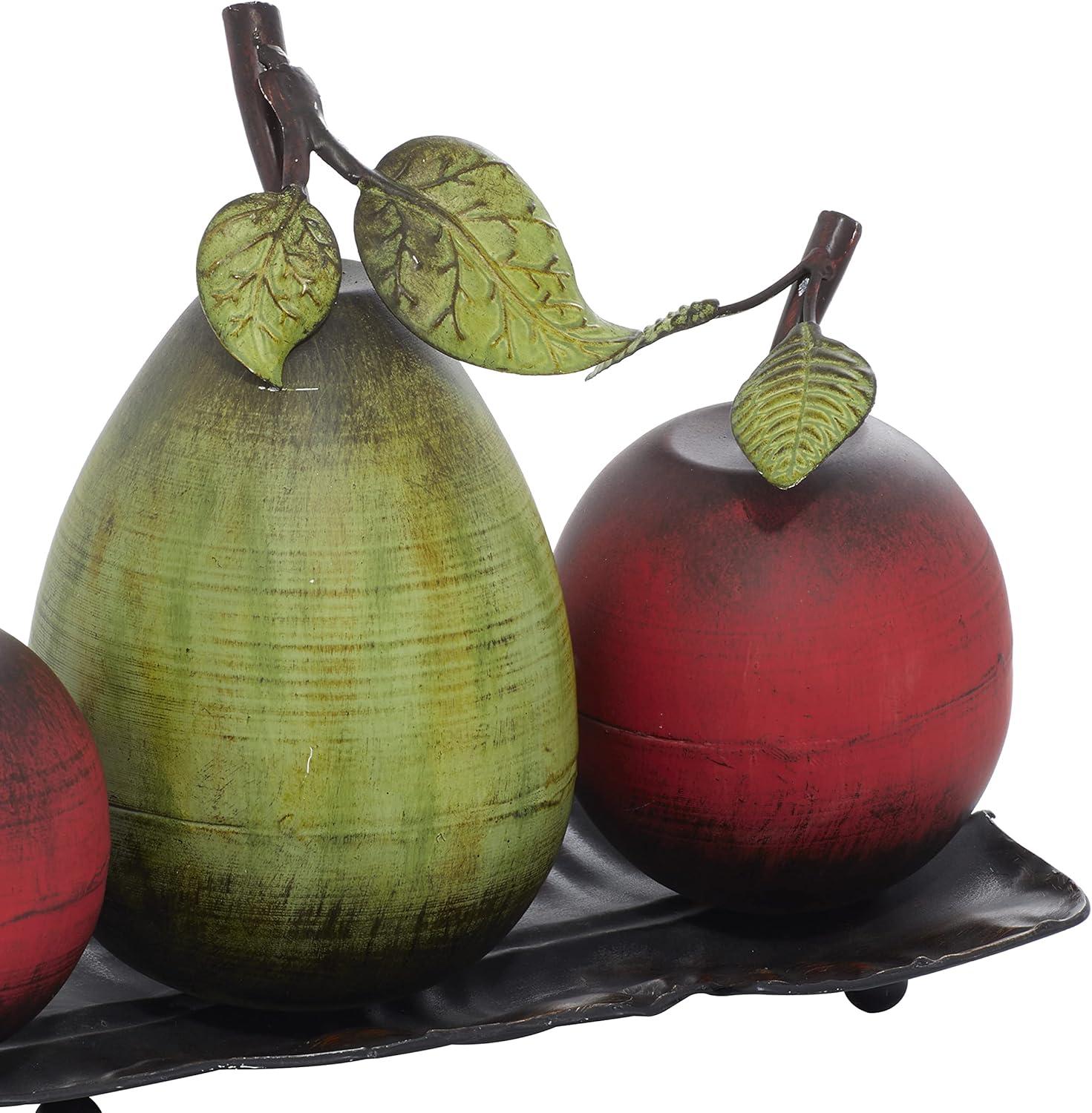 imageDeco 79 Metal Fruit Decorative Sculpture Decorative Home Decor Statue with Platter Accent Figurine 18quot x 10quot x 11quot Multi ColoredRed