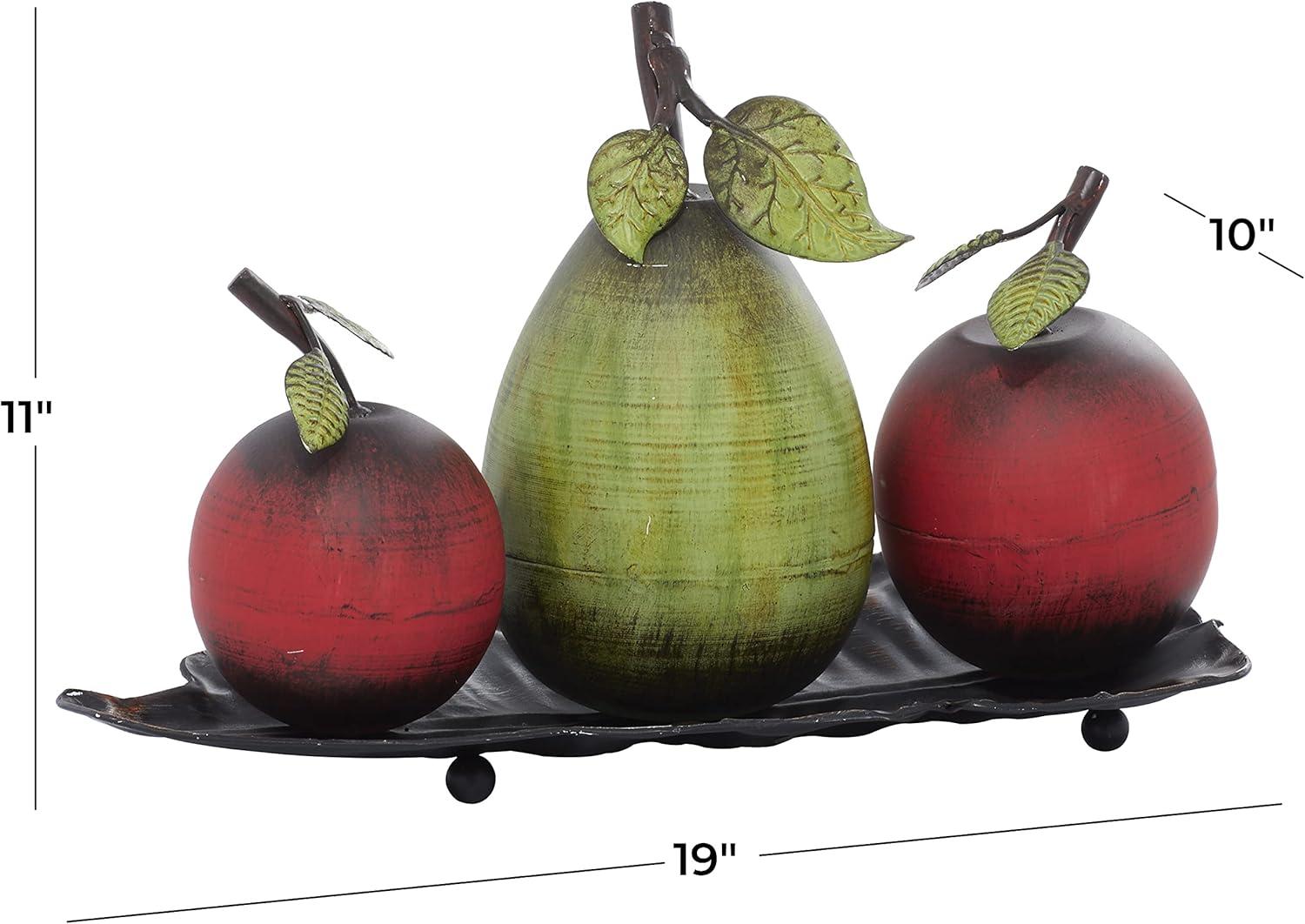 imageDeco 79 Metal Fruit Decorative Sculpture Decorative Home Decor Statue with Platter Accent Figurine 18quot x 10quot x 11quot Multi ColoredRed