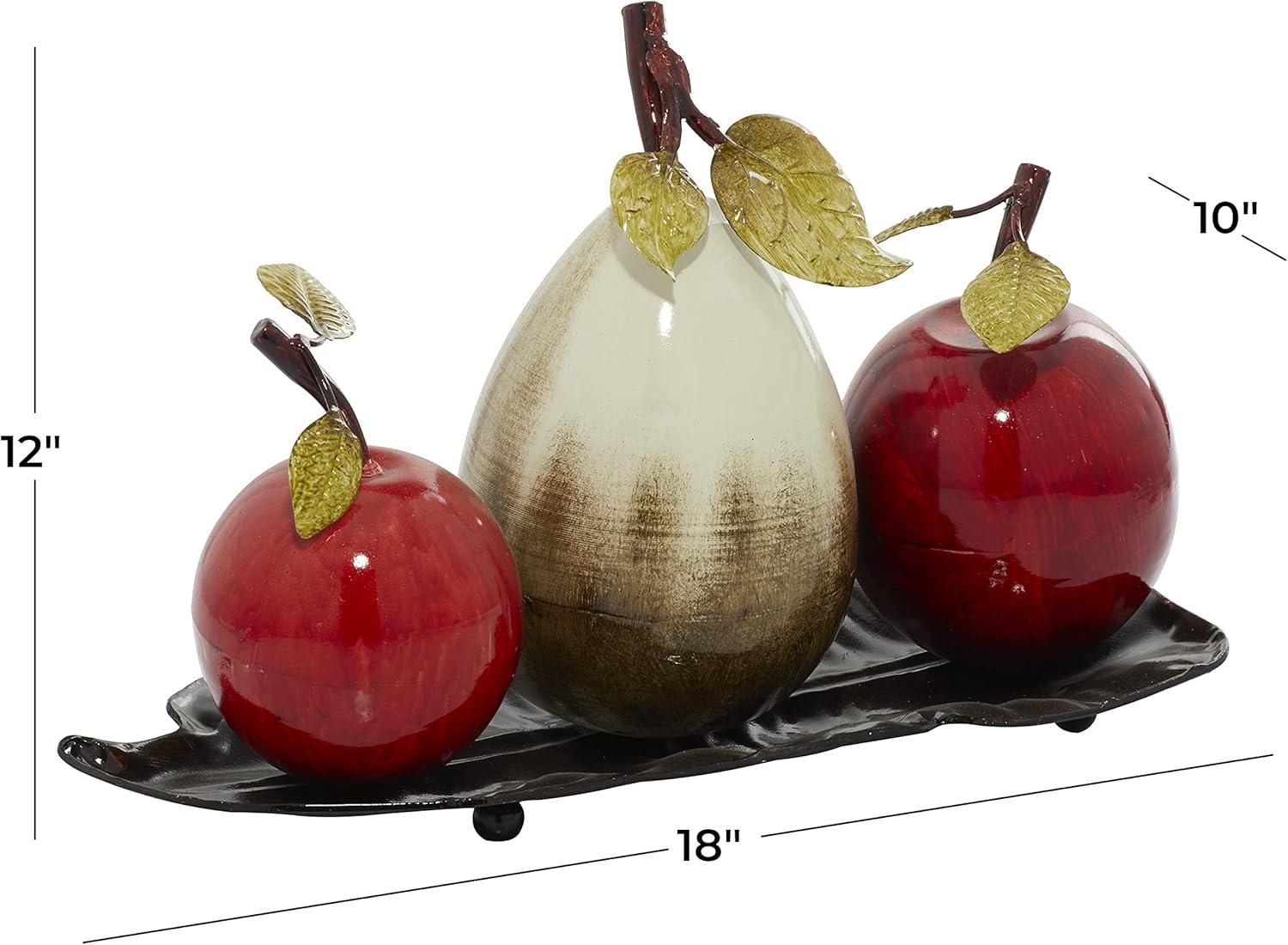 imageDeco 79 Metal Fruit Decorative Sculpture Decorative Home Decor Statue with Platter Accent Figurine 18quot x 10quot x 11quot Multi ColoredRed