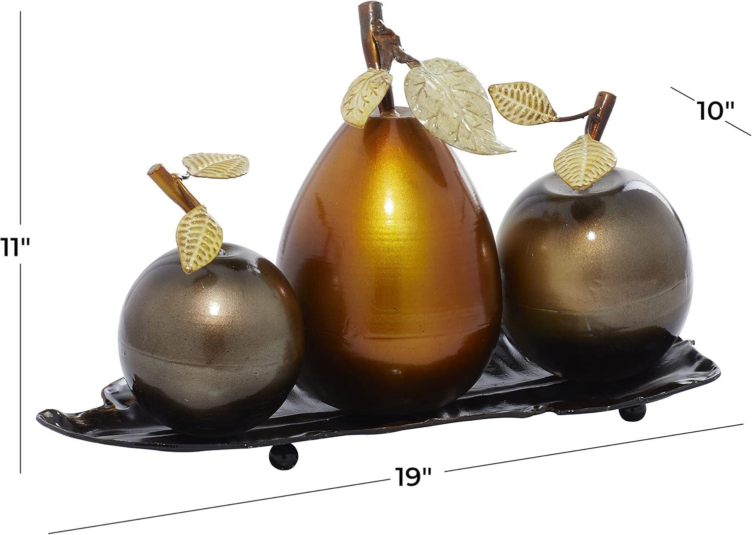 imageDeco 79 Metal Fruit Decorative Sculpture Decorative Home Decor Statue with Platter Accent Figurine 18quot x 10quot x 11quot Multi ColoredSilver
