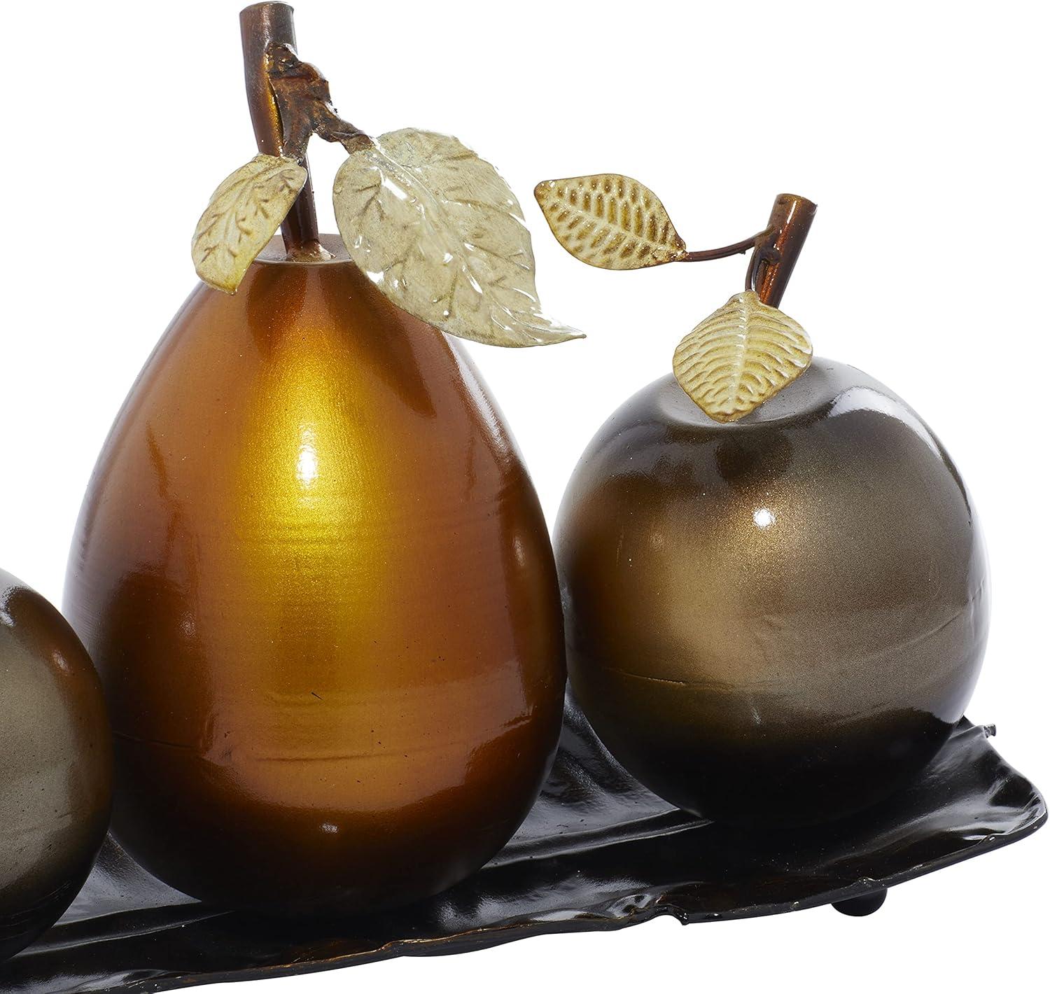imageDeco 79 Metal Fruit Decorative Sculpture Decorative Home Decor Statue with Platter Accent Figurine 18quot x 10quot x 11quot Multi ColoredSilver
