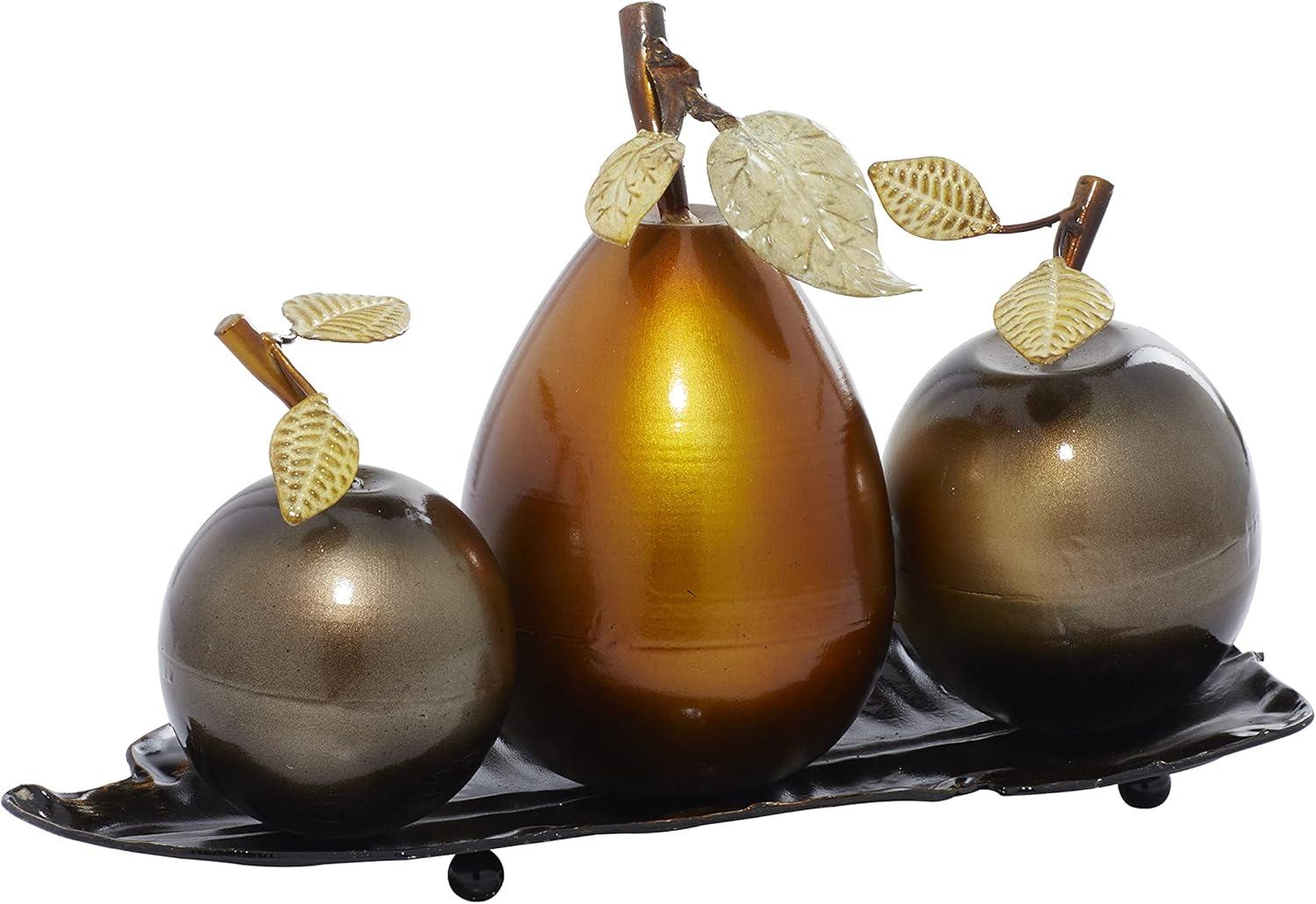 imageDeco 79 Metal Fruit Decorative Sculpture Decorative Home Decor Statue with Platter Accent Figurine 18quot x 10quot x 11quot Multi ColoredSilver
