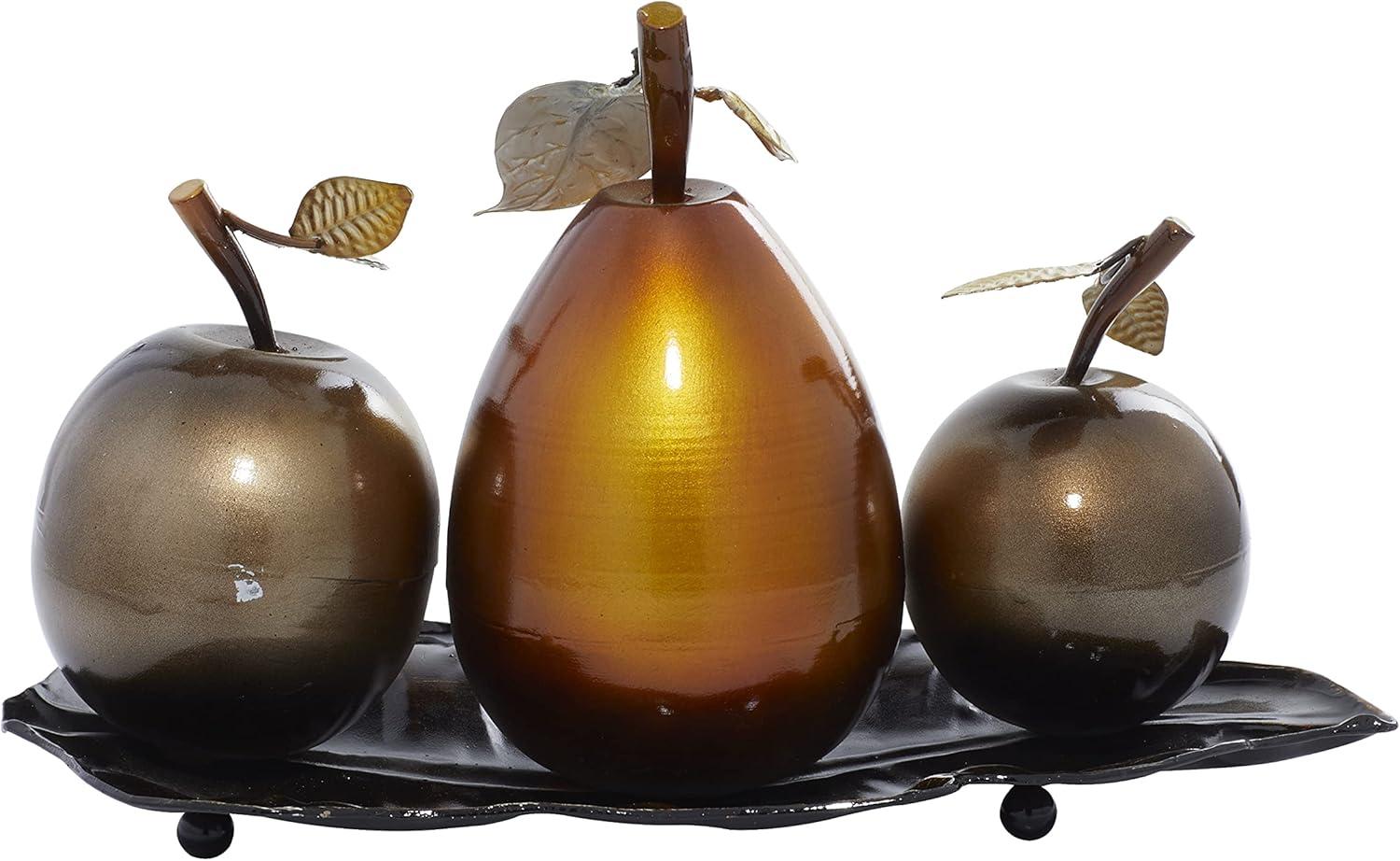 imageDeco 79 Metal Fruit Decorative Sculpture Decorative Home Decor Statue with Platter Accent Figurine 18quot x 10quot x 11quot Multi ColoredSilver