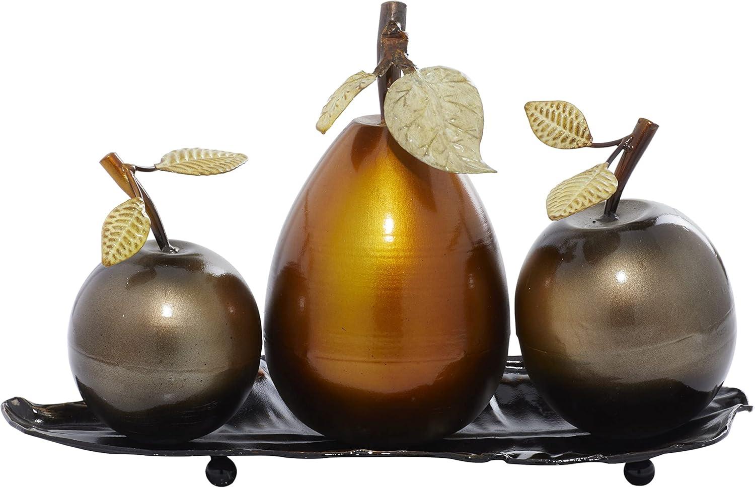imageDeco 79 Metal Fruit Decorative Sculpture Decorative Home Decor Statue with Platter Accent Figurine 18quot x 10quot x 11quot Multi ColoredSilver