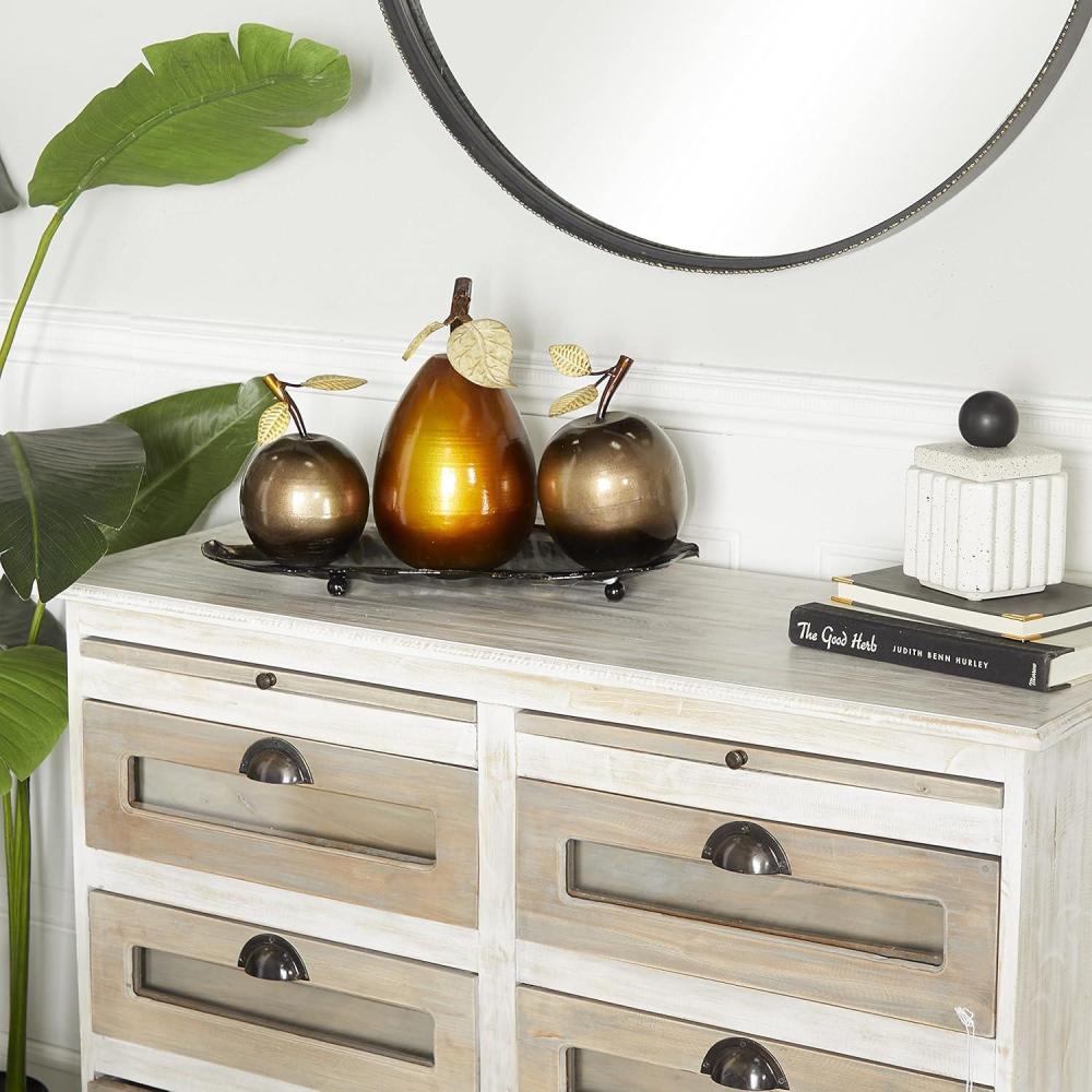imageDeco 79 Metal Fruit Decorative Sculpture Decorative Home Decor Statue with Platter Accent Figurine 18quot x 10quot x 11quot Multi ColoredSilver