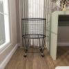 imageCosmoLiving by Cosmopolitan Metal Storage Cart Deep Set Rolling Mesh Laundry Basket  18quot x 18quot x 24quot BlackBlack
