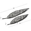 imageDeco 79 Aluminum Metal Living Room Decor Tray Leaf Ottoman Tray Set of 2 Serving Tray 27quot 18quotW SilverBlack